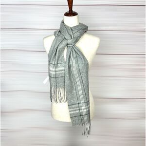 NWOT Ann Taylor Cashmere Long Gray Scarf with Fringes Unisex